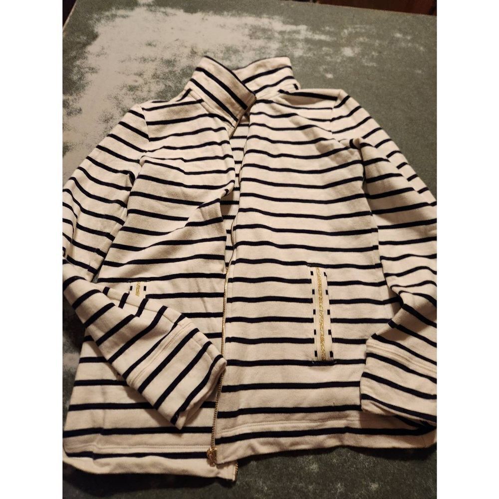 Lilly Pulitzer Bennet Zip Up in Coconut Shell Stripe sz XS